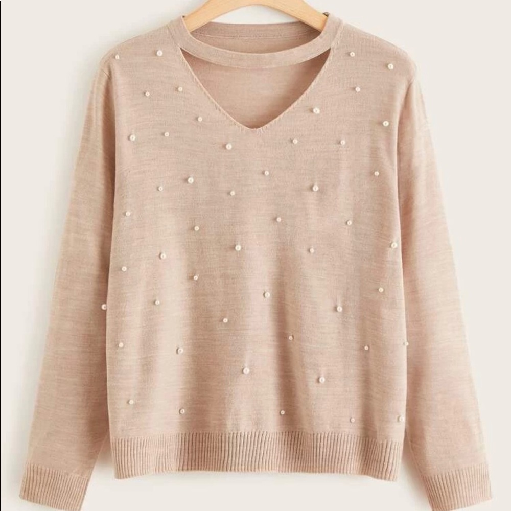 SHEIN Pearl Detail Sweater